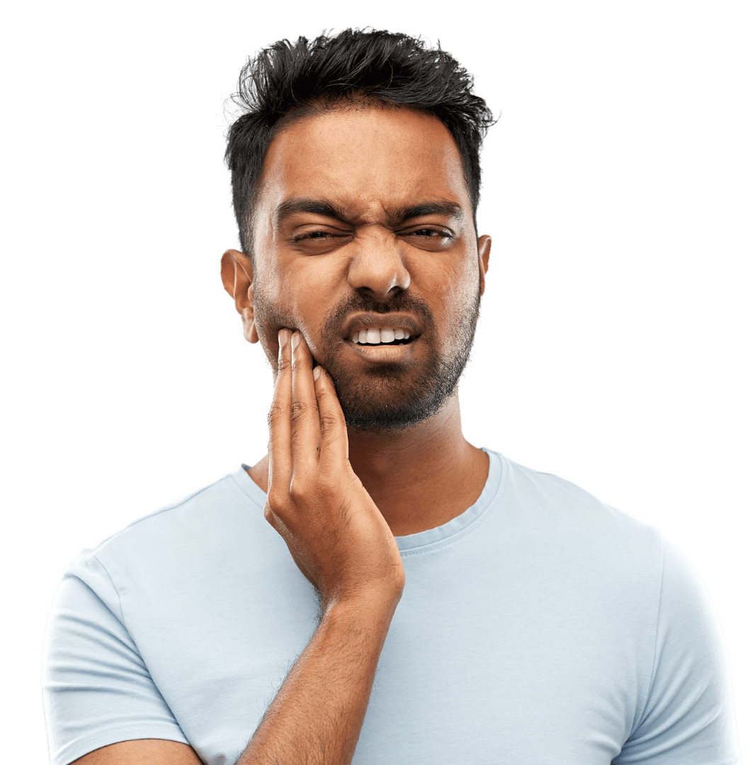 man holding jaw tmj pain