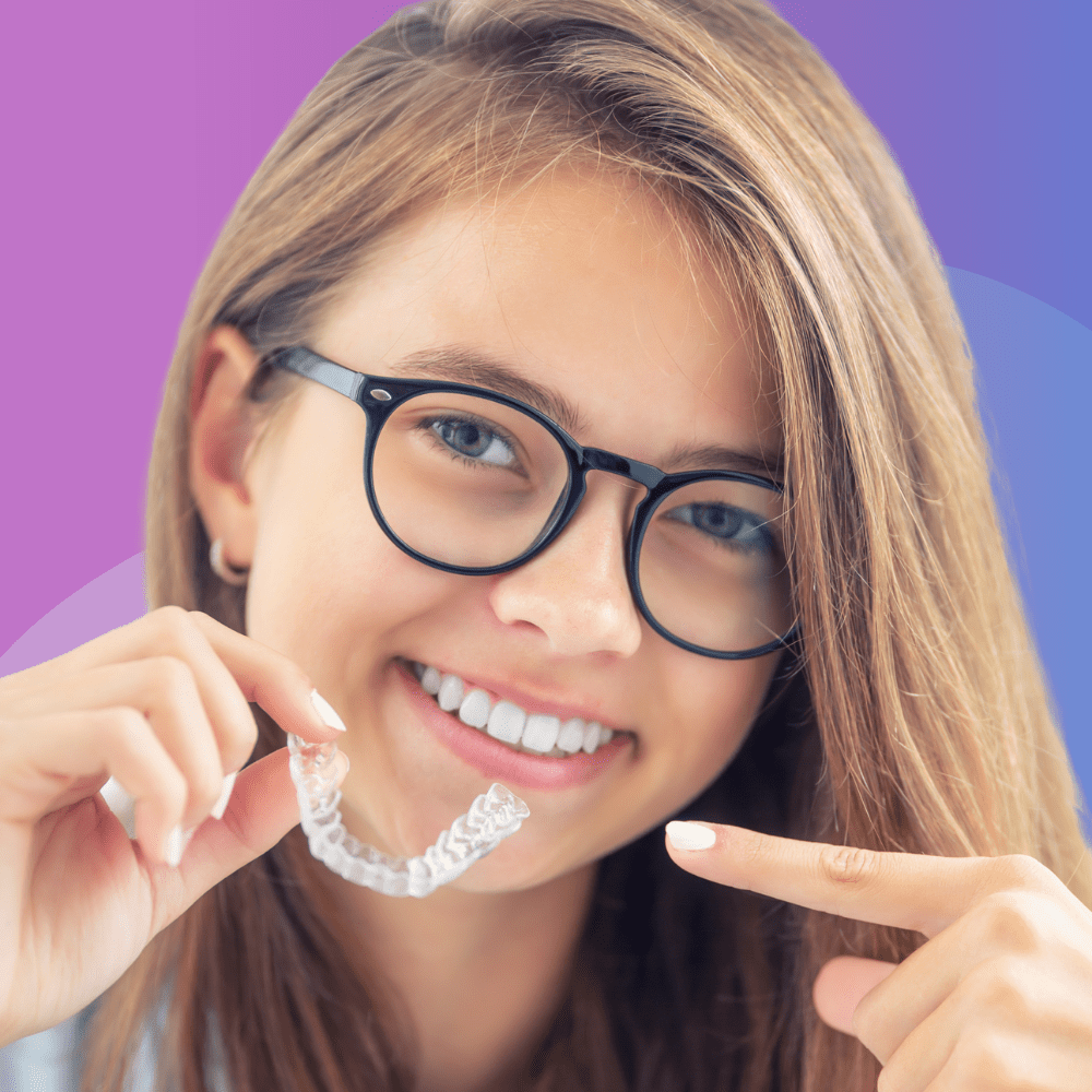 girl with Invisalign smiling