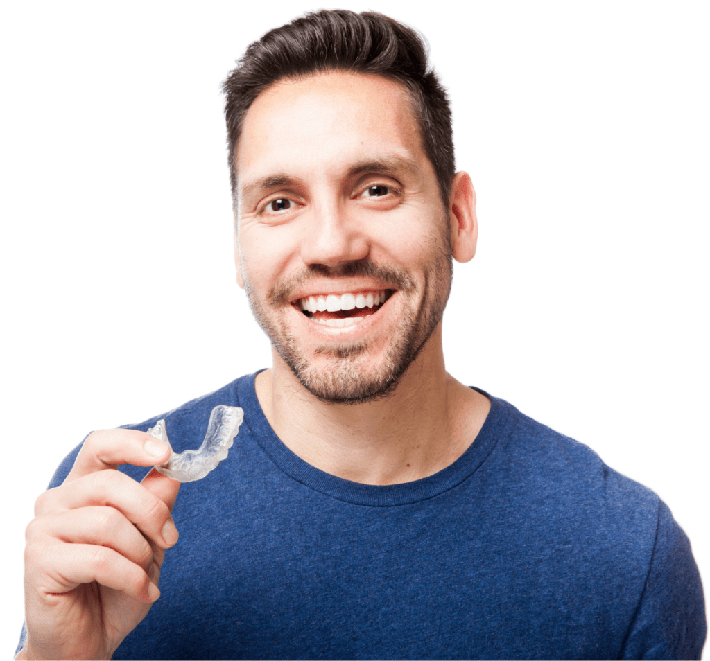 man smiling with invisalign